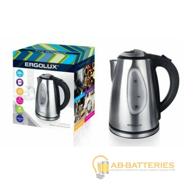 Электрочайник Ergolux ELX-KS04-C72 2300W 1.8л с подсветкой серебряный черный
