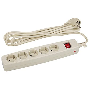 Сетевой фильтр ЭРА SF 5р.С/З 10A со шторкой 2.0м бежевый (1/20)