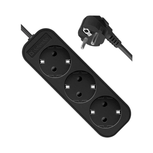 Удлинитель Defender M350 3р.С/З 10A 5.0м черный (1/35)