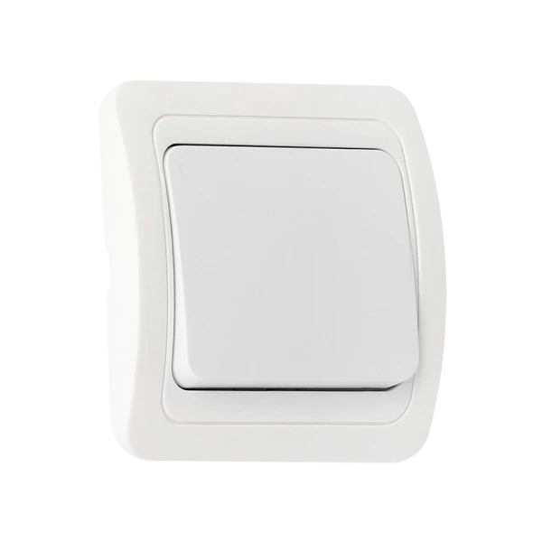 Выключатель Smartbuy 1-клавишный 10А белый, керамика "Марс"