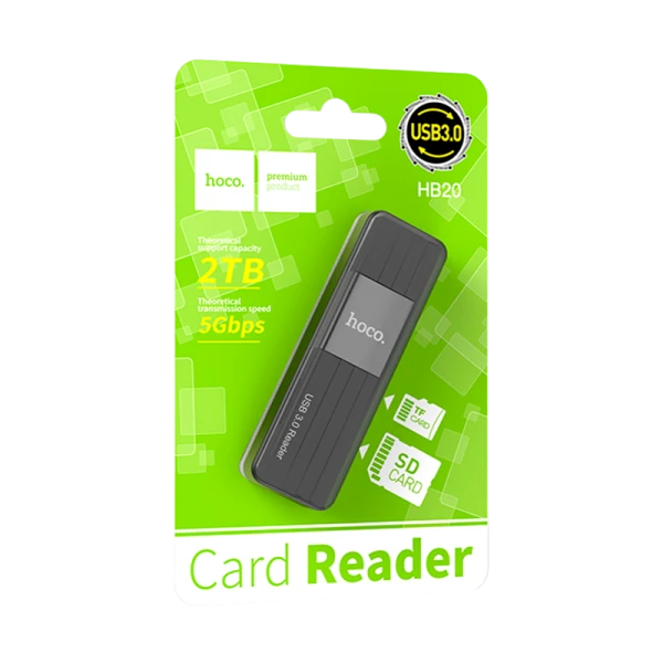 Картридер HOCO HB20 USB3.0 SD/microSD черный (1/50/200)