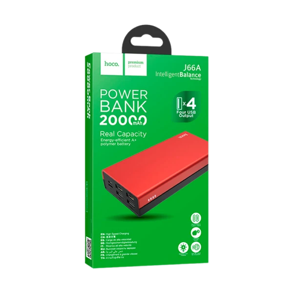 Внешний аккумулятор HOCO J66A 20000mAh 2.0A 4USB/Type-C красный (1/31)