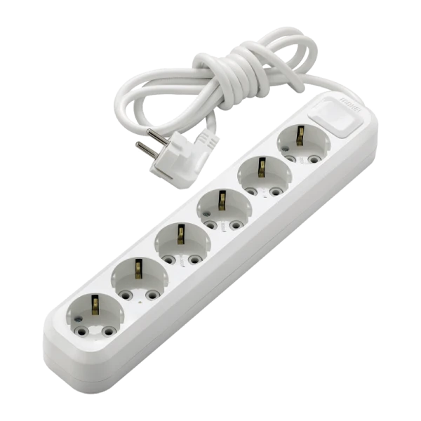 Удлинитель Makel 6р.С/З 16A 3.0м IP20 белый MGP183 (1/12)