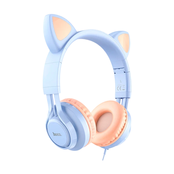 Наушники полноразмерные HOCO W36 Cat ear с микр. голубой (1/30)