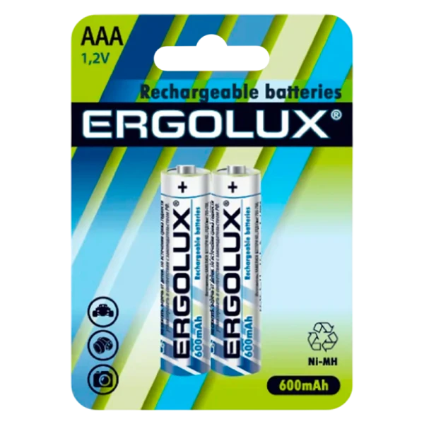Аккумулятор бытовой Ergolux HR03 AAA BL2 NI-MH 600mAh (2/24/480)