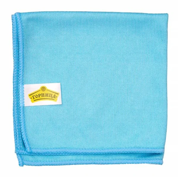 Салфетка ГОРНИЦА 35x35см микрофибра для стекол и зеркал голубой (1/50)