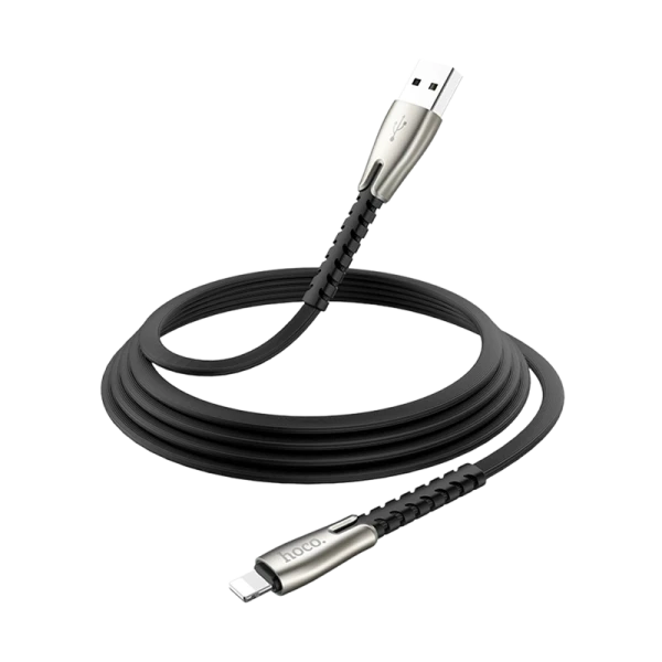 Кабель HOCO U58 USB (m)-Lightning (m) 1.2м 2.4A TPE черный (1/30/300)