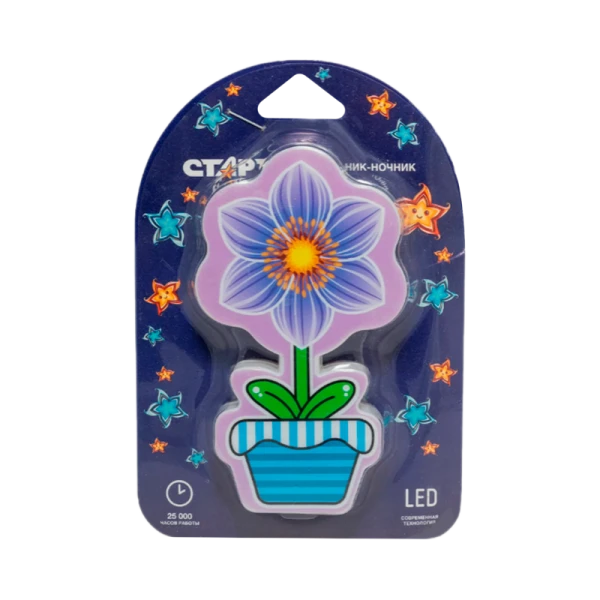 Ночник Старт "Цветок" NL 3LED 0.5W 220V синий