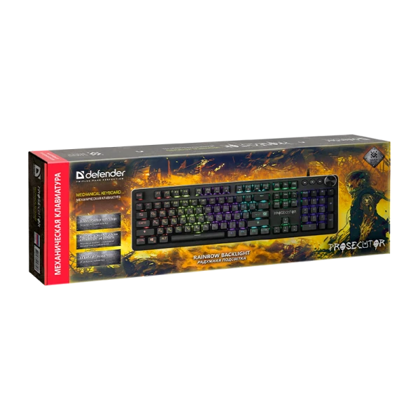 Клавиатура проводная Defender GK-370L Prosecutor игровая USB 1.5м Anti-Ghost черный (1/20)