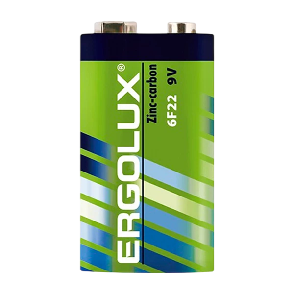 Батарейка Ergolux Крона 6F22 Shrink 1 Heavy Duty 9V (1/12/480)