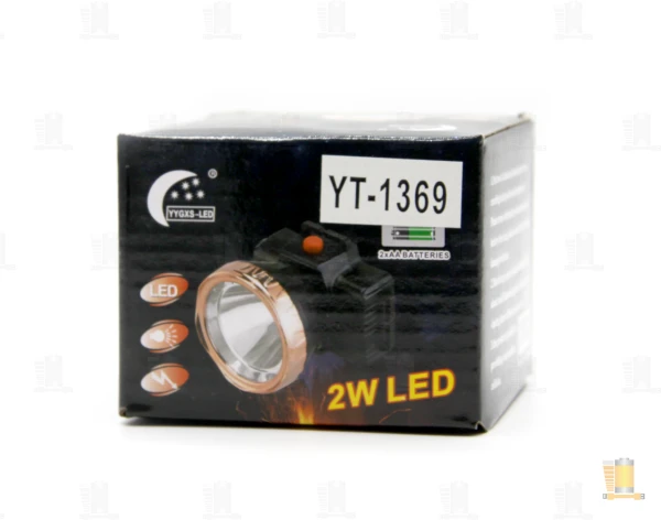 Фонарь налобный Без бренда YT1369 2W от аккумулятора черный