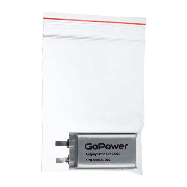 Аккумулятор Li-Pol GoPower LP652240 PK1 3.7V 400mAh с защитой (1/10/250)