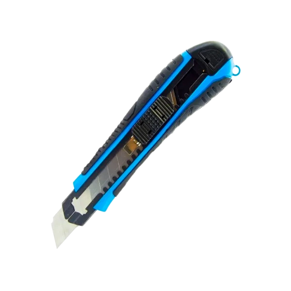 Нож строительный X-PERT 18мм выдвижной обрезиненная рукоять голубой