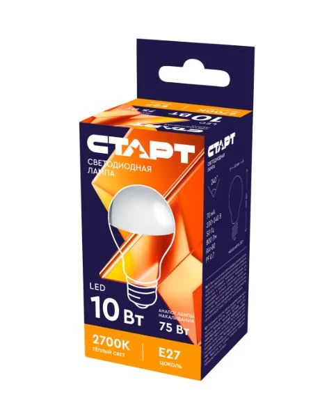 Лампа светодиодная Старт GLS E27 10W 3000К 220V груша Black матовая (1/10/100)