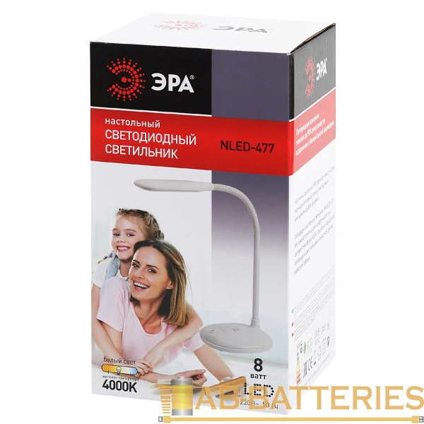 Светильник настольный ЭРА NLED-477 8W 220V на основании белый (1/20/120)