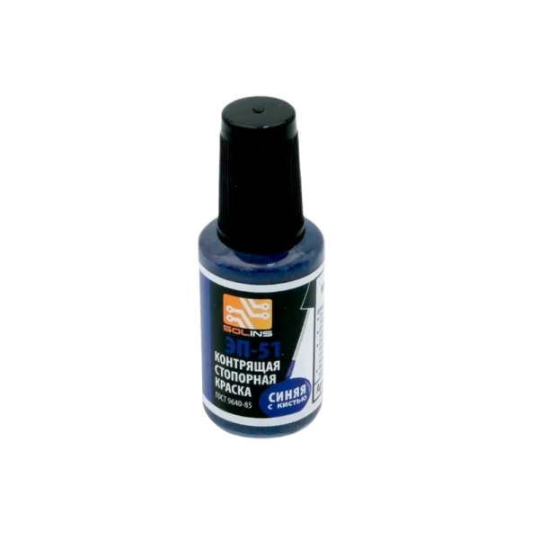 Фиксатор резьбы ЭП-51, синий, флакон с кистью, 22 мл Solins