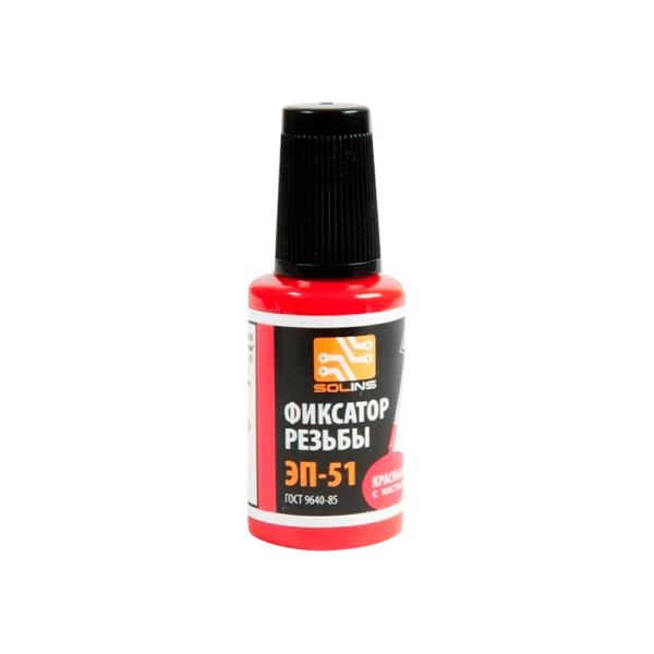 Фиксатор резьбы ЭП-51, красный, флакон с кистью, 22 мл Solins