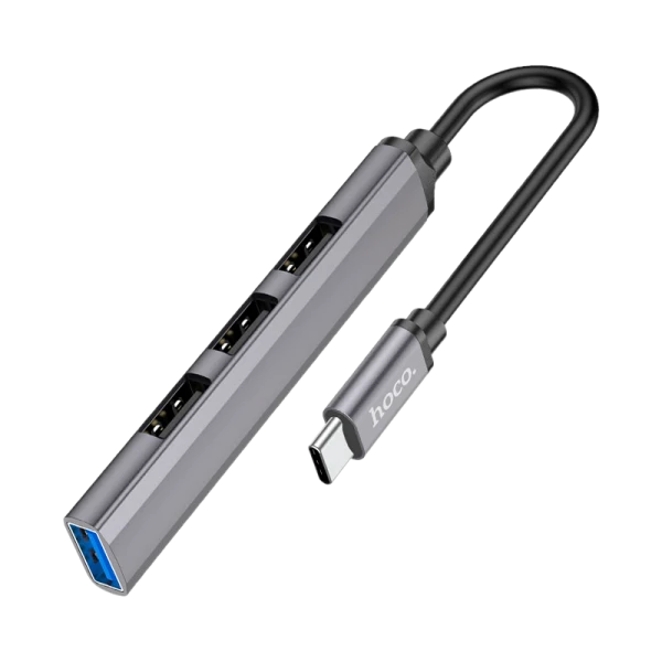 USB-Хаб HOCO HB26 4USB Type-C (m) USB3.0 серый (1/18/180)