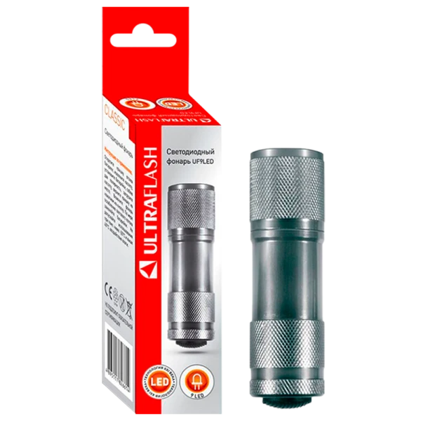Фонарь универсальный Ultraflash UF9LED 9LED от батареек IP64 серебряный (1/6)