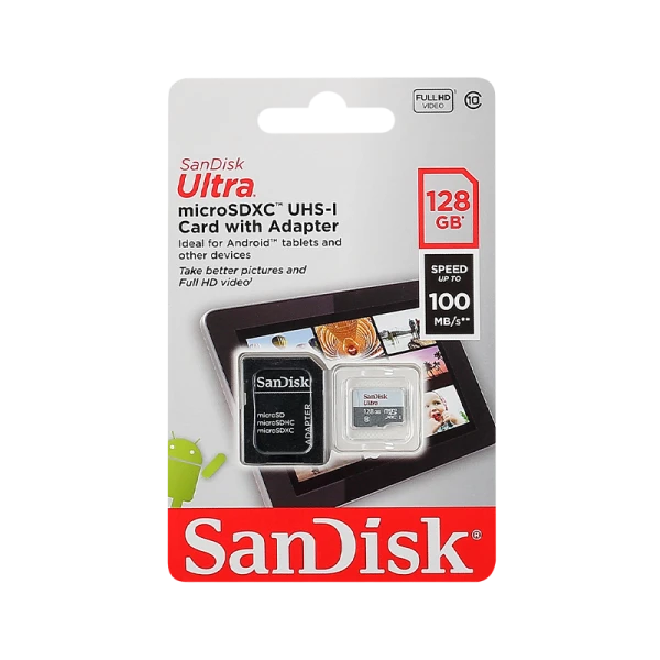 Карта памяти microSD SanDisk Ultra Light 128GB Class10 UHS-I (U1) 100 МБ/сек с адаптером