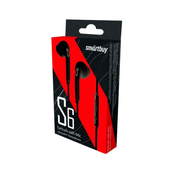 Наушники внутриканальные Smartbuy S6 с микр. черный (1/100)