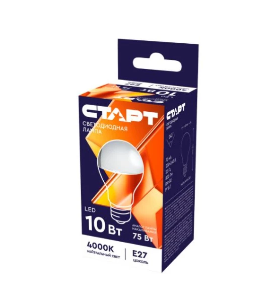 Лампа светодиодная Старт GLS E27 10W 4000К 220V груша Black матовая (1/10/100)