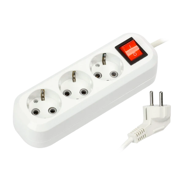 Удлинитель Smartbuy 3р.С/З 16A 2.0м с выкл. ПВС 3x1мм² белый (1/50)