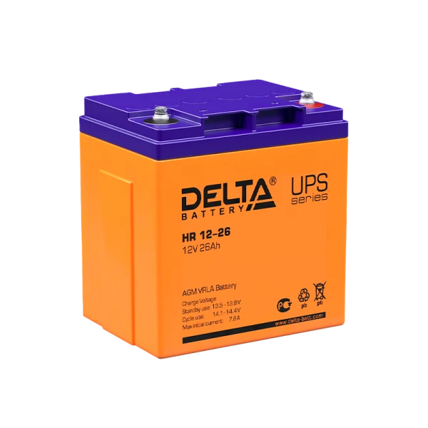 Аккумулятор свинцово-кислотный Delta HR 12-26 12V 26Ah