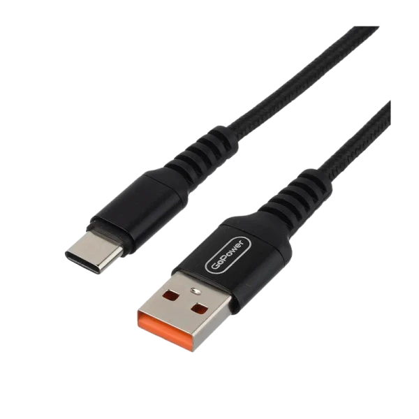 Кабель GoPower GP02T USB (m)-Type-C (m) 1.0м 2.4A нейлон черный (1/200/800)