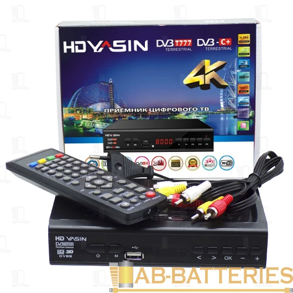 Приставка для цифрового ТВ YASIN Y-8000 DVB-T/T2 металл черный (1/60)