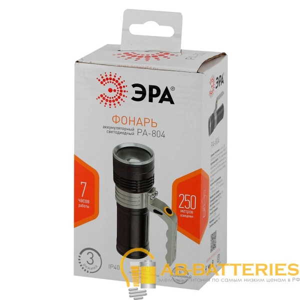 Фонарь туристический ЭРА PA-804 5W 1LED от аккумулятора серый (1/10/30)