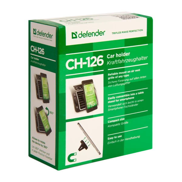 Держатель автомобильный Defender CH-126 в воздуховод магнит черный серебряный (1/100)