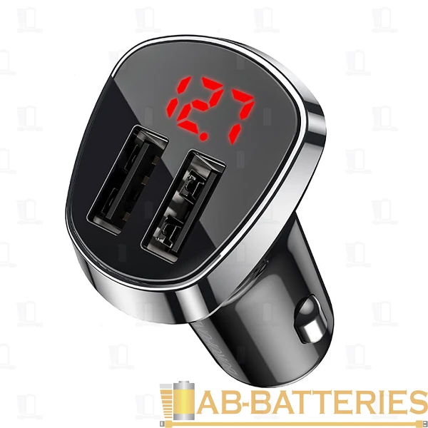Автомобильное З/У Borofone BZ15 2USB 2.4A дисплей черный (1/40/160)