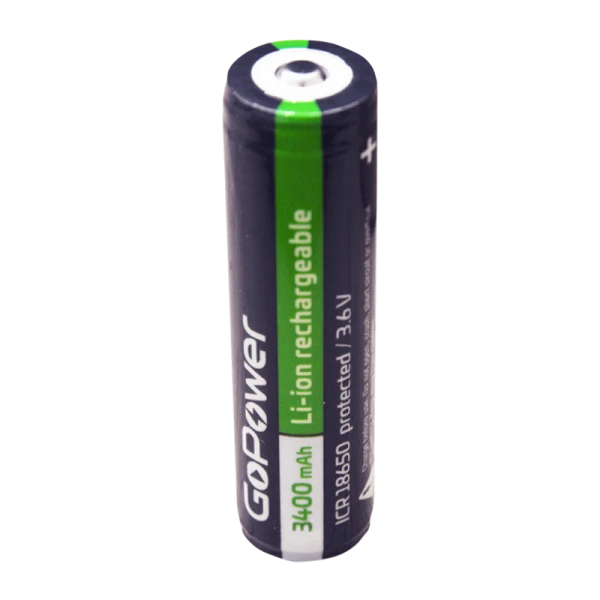 Аккумулятор Li-ion GoPower NCR18650 (Pan. NCR18650B) BL1 3.6V 3400mAh с защитой выс.конт. (1/155)