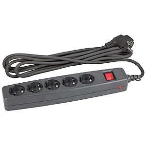 Сетевой фильтр ЭРА SF 5р.С/З 10A со шторкой 4.0м черный (1/20)