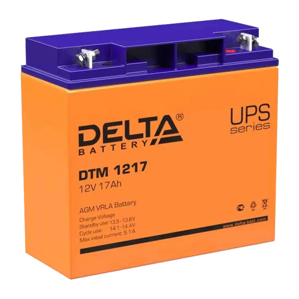 Аккумулятор свинцово-кислотный Delta DTM 1217 12V 17Ah (1/2)