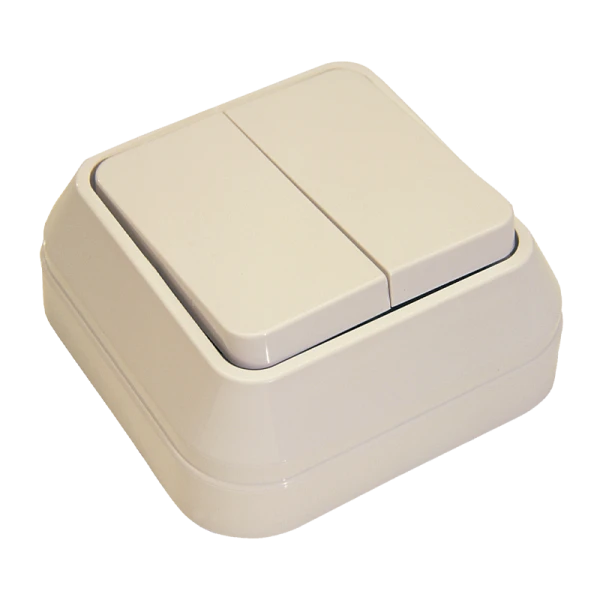 Выключатель Makel Siva Ustu 2-клав.10A пластик накладной кремовый 45203 (1/10)