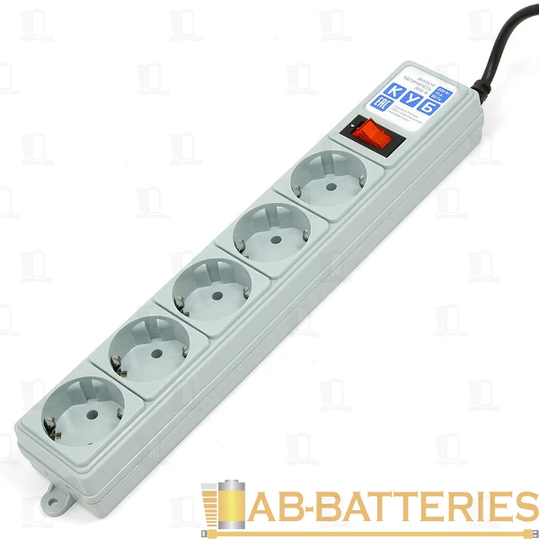 Сетевой фильтр Power Cube 5р.С/З 10A с выкл. 1.9м ПВС 3x0.75мм² серый (1/27)