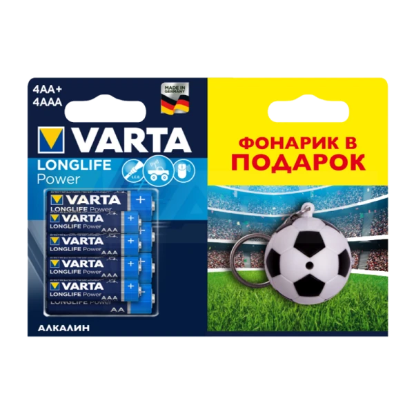 Батарейка Varta LONGLIFE POWER (HIGH ENERGY) LR03 AAA + LR6 AA BL4+4 Alkaline 1.5V с фонариком