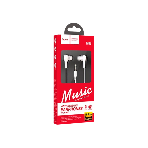 Наушники внутриканальные HOCO M66 с микр. белый (1/18/180)