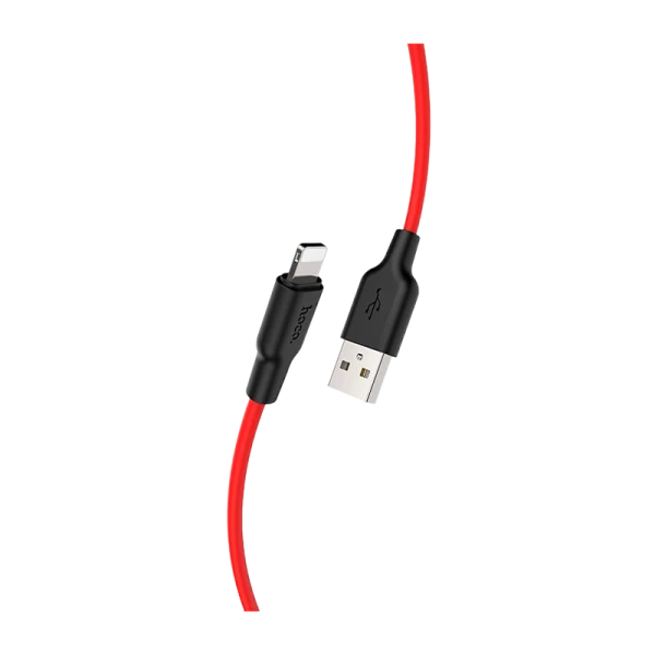 Кабель HOCO X21 Plus USB (m)-Lightning (m) 1.0м 2.4A силикон черный красный (1/28/168)