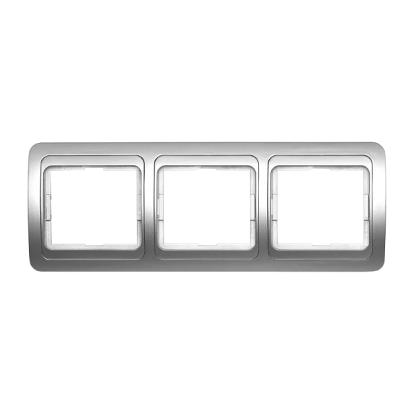 Рамка Smartbuy 3-местная горизонтальная серебро "Марс"