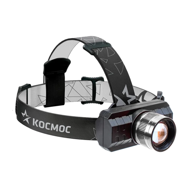 *Фонарь налобный Космос H3W 3W ХРЕ от аккумулятора ZOOM черный (1/24/120) 