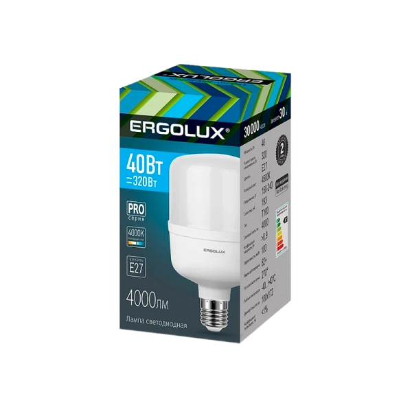 Лампа светодиодная Ergolux HW E27 40W 4500К 50-270W цилиндр (1/5/20)