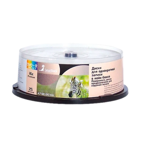 Диск DVD+R SmartTrack Inkjet print CB-25 4.7GB 16x 25шт. (25/250)