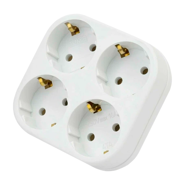 Разветвитель Toker 4Т4 4р.С/З белый (1/50)