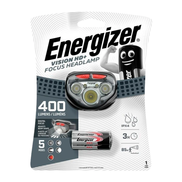Фонарь налобный Energizer Vision HD + Focus Headlight 5LED от батареек 3 режима черный