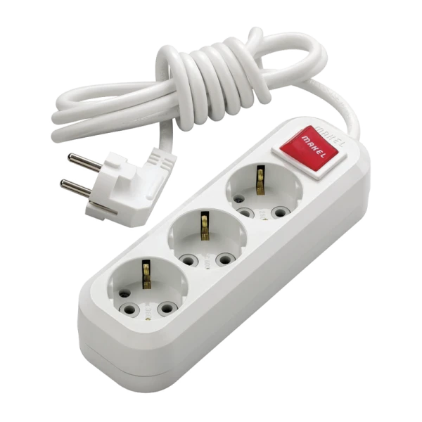 Удлинитель Makel 3р.С/З 5.0м с выкл. белый MGP214 (1/12)