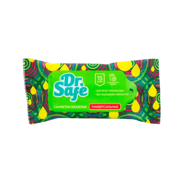 Салфетка Dr.Safe для рук лайм 15шт.