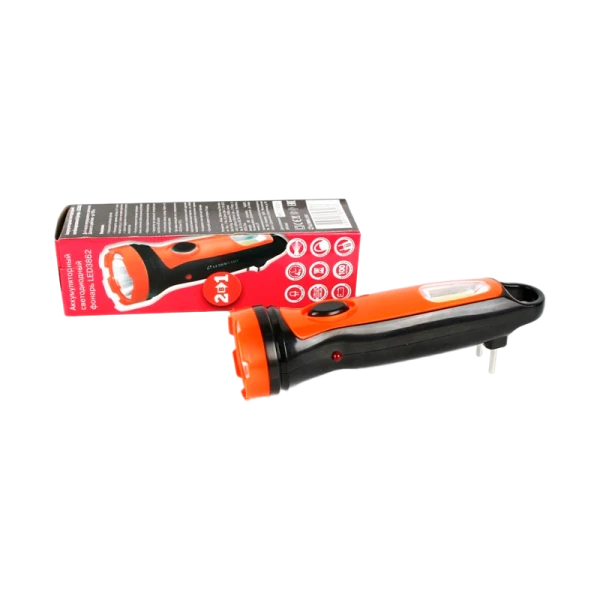 Фонарь ручной Ultraflash LED3862 1LED+COB от аккумулятора черный оранжевый (1/120)